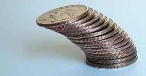 leaning stack of quarters image
