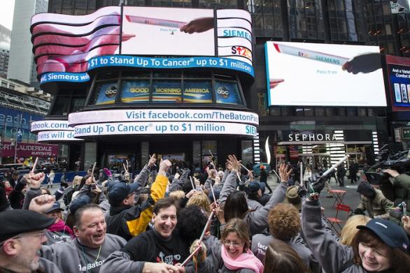 The Baton Pass in Times Square for cancer research