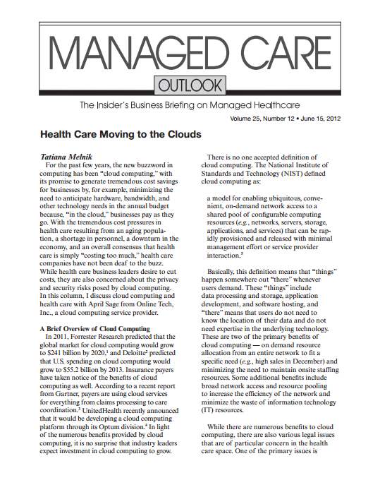 Healthcare Moving to the Clouds