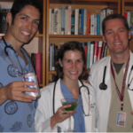 Dr. Ryan Greysen, pictured on right, in a hypothetical photo demonstrating what type of online physician behavior could prompt state boards to investigate. (Image used with permission by Dr. Ryan Greysen.)