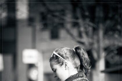 Woman on cell phone.