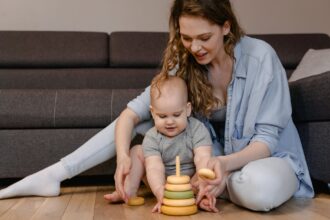 mother and child playing together