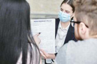 a woman explaining the document
