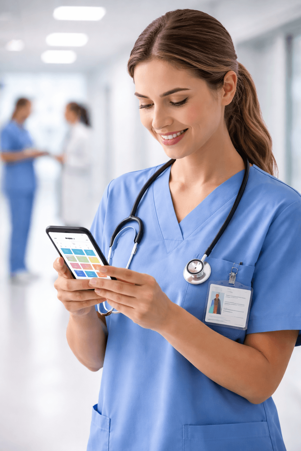 nurse checking her schedule