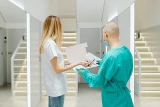 health care workers working together