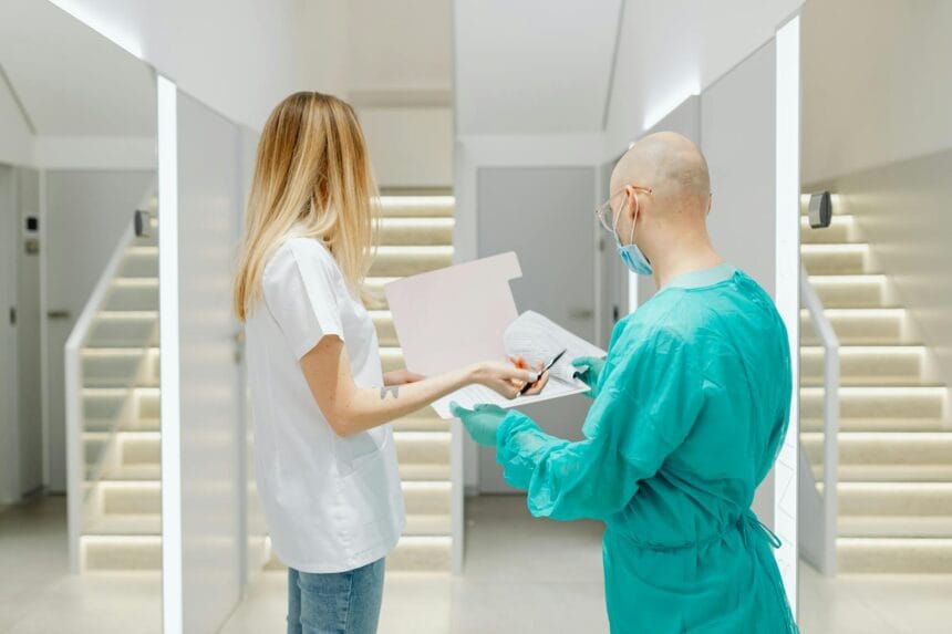 health care workers working together