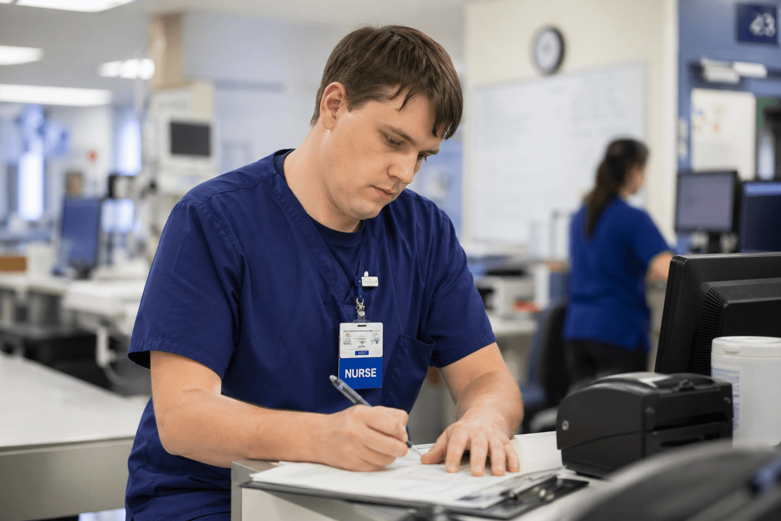 an autistic person working hard in healthcare