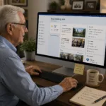 senior on computer