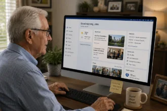 senior on computer