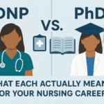 DNP or PhD: What Each Actually Means for Your Nursing Career -- AI-generated illustration