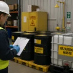 The Administrator's Guide to Auditing Regulated Waste Before an OSHA Inspection -- AI-generated illustration