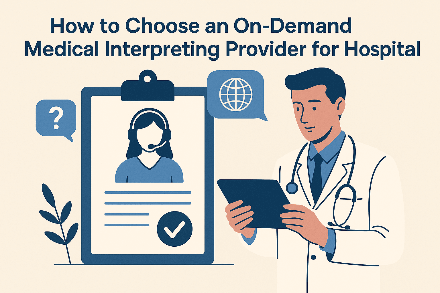 How to Choose an On-Demand Medical Interpreting Provider for Your Hospital -- AI-generated illustration