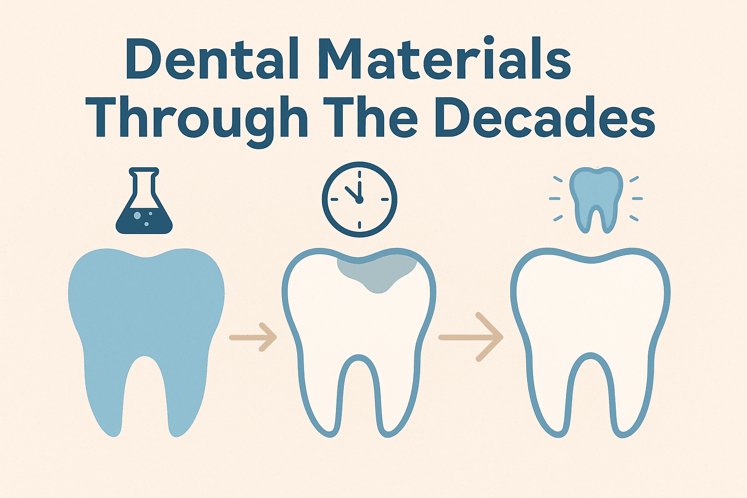 Dental Materials Through The Decades -- AI-generated illustration