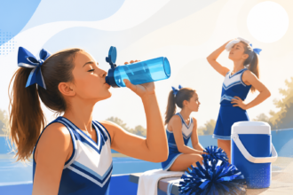 A Hydration And Heat Guide For Youth Cheer -- AI-generated illustration
