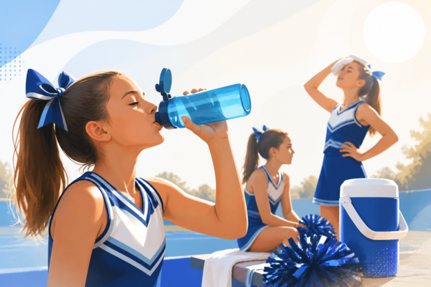 A Hydration And Heat Guide For Youth Cheer -- AI-generated illustration